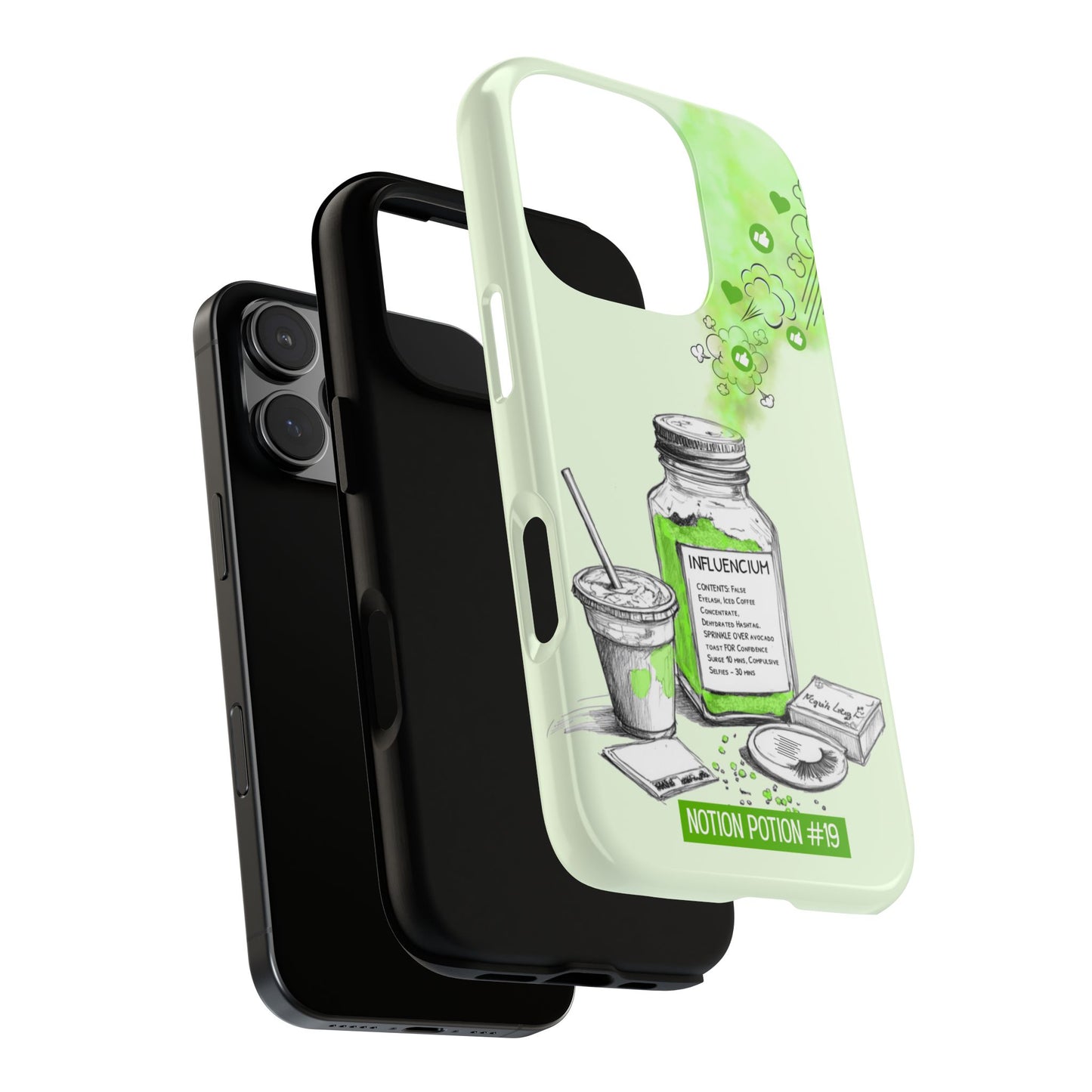 Influencium Phone Case - Notion Potion #19 - Green Potion Jar Design - Tough Case for Popular Smartphones