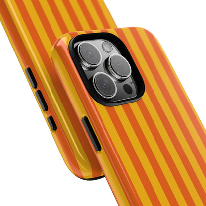 Orange & Yellow Striped Tough Phone Case - Bold Retro Energy