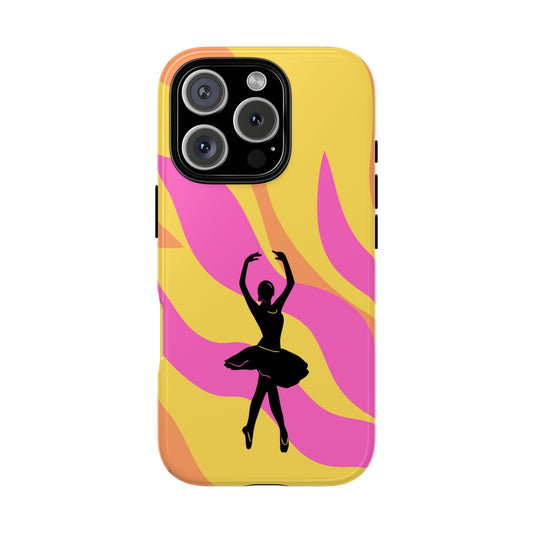 The Firey Ballerina Phone Case - Silhouette with Abstract Flames, Fits iPhone, Samsung Galaxy and Google Pixel, various models