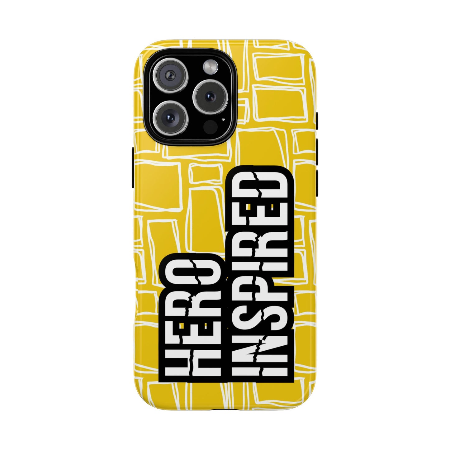 Hero Inspired Phone Case - Tough Protective Cover - Bold Typography Statement Design - Yellow Pattern