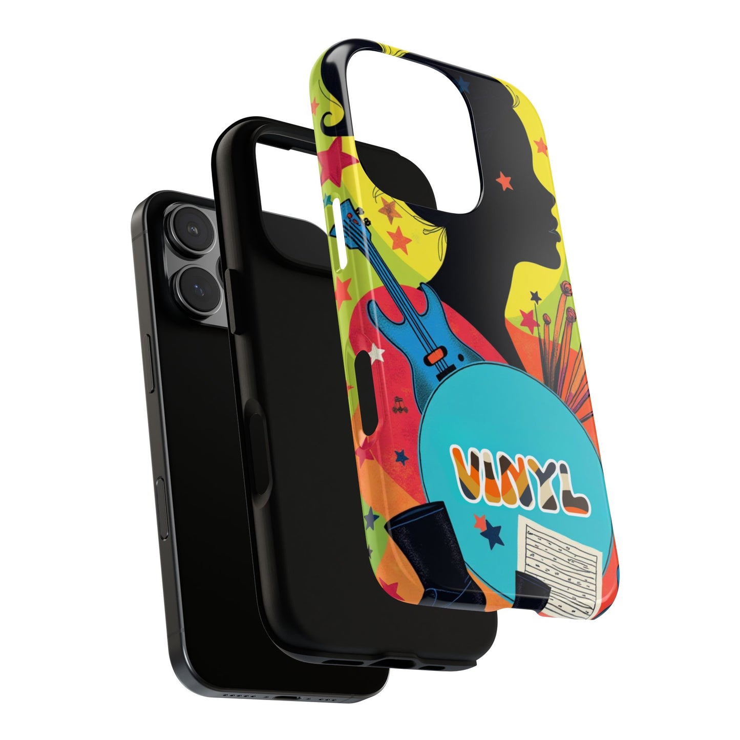 Retro Vinyl Music Tough Phone Case - Psychedelic Guitar Pop Art