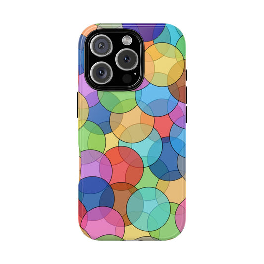 Translucent Circles Phone Case - 70% Transparent Overlapping Abstract Art - Colorful Minimalist Tough Cover, for iPhone, Samsung & Google