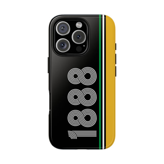 Minimalist Celtic FC 1888 Tough Phone Case - Green Gold Stripe Retro Design - iPhone & Samsung Cover - Football Fan Gift for Him and Her