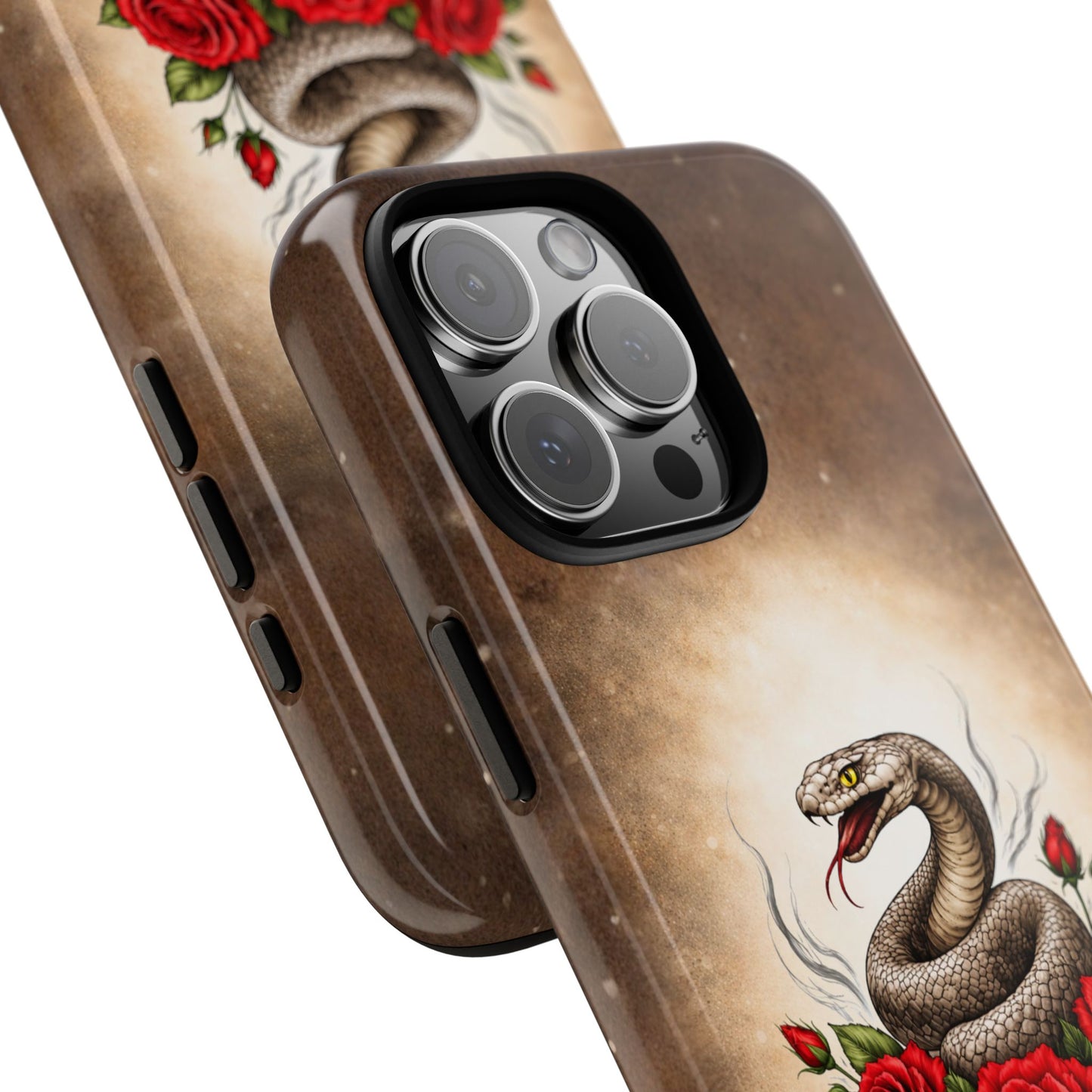 Snake & Red Roses Tough Phone Case | Gothic Floral Tattoo Design