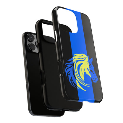Electric Noir Stallion - Neon Horse Silhouette - Futuristic Tough Phone Case with Striking Colour Contrast