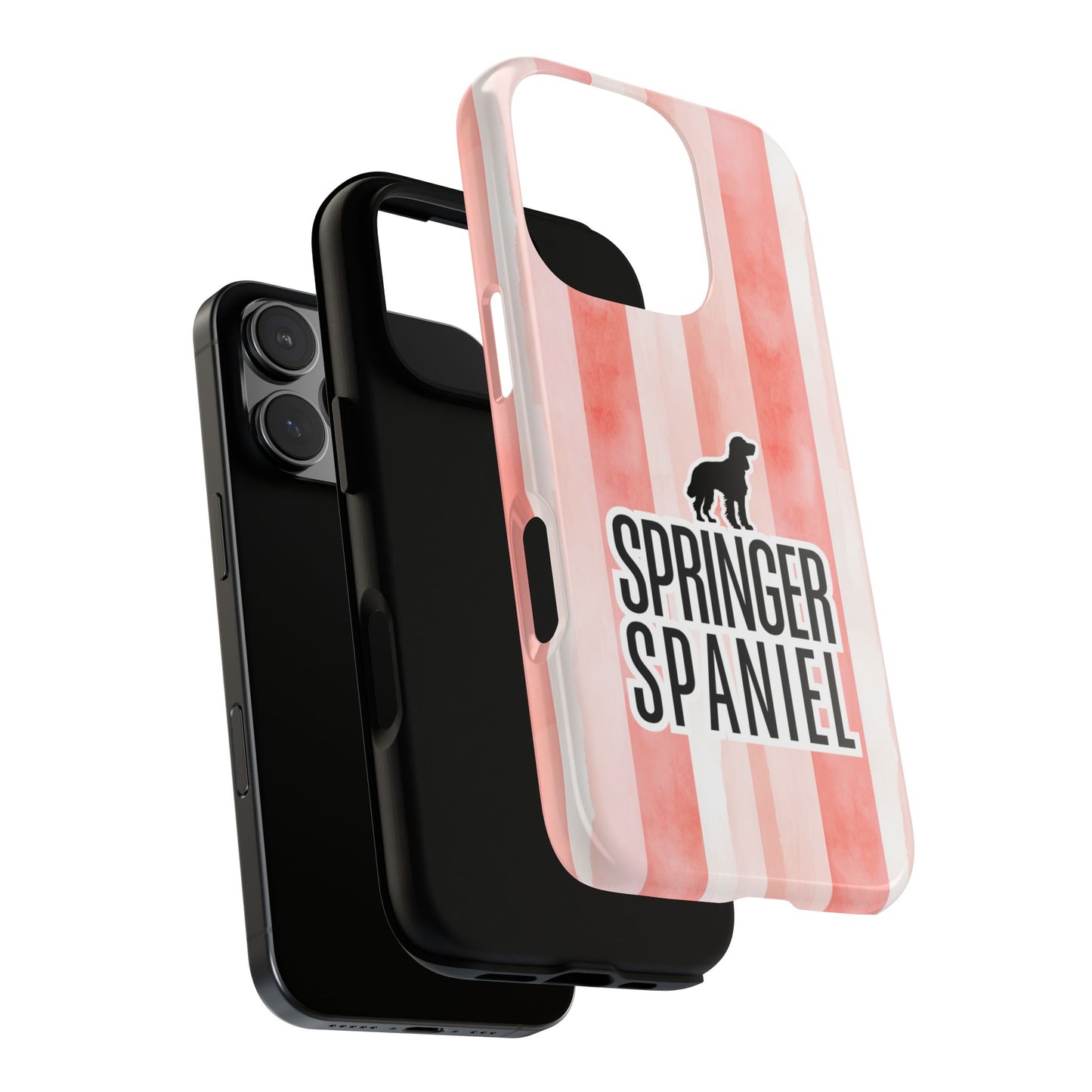 Springer Spaniel Phone Case - Coral Stripe Dog Design for iPhone & Samsung - Energetic Dog Gift