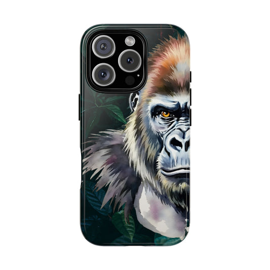 Gorilla Half Face Tough Phone Case - Chrome Pop Art Animal Design