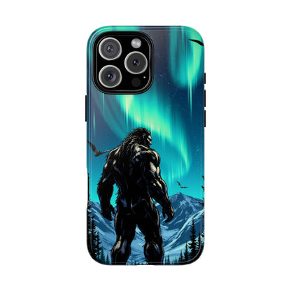 Sasquatch Aurora Borealis Tough Phone Case - Dark Manga Bigfoot Night Sky Design