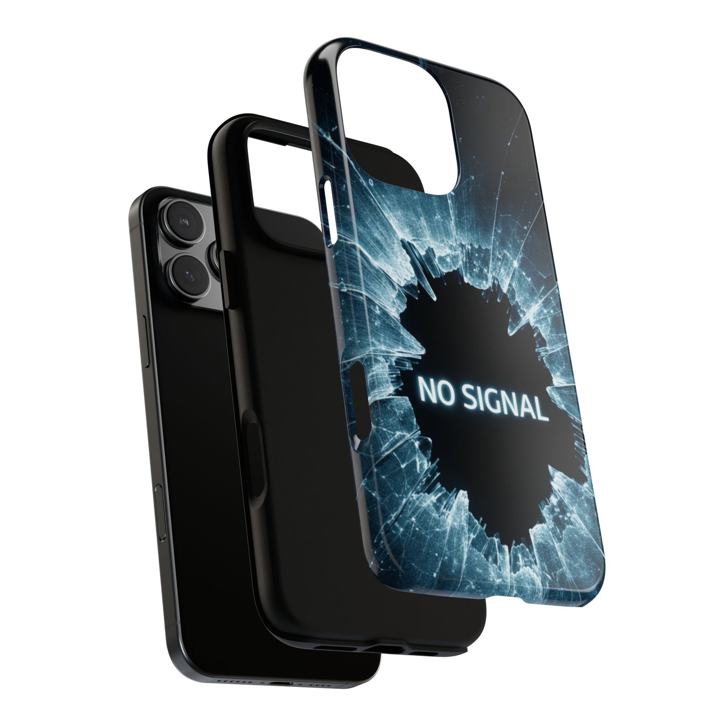 No Signal Phone Case - Broken Screen Illusion Design - Funny Tech Glitch Case - Tough Protective Cover - iPhone Samsung Galaxy Pixel