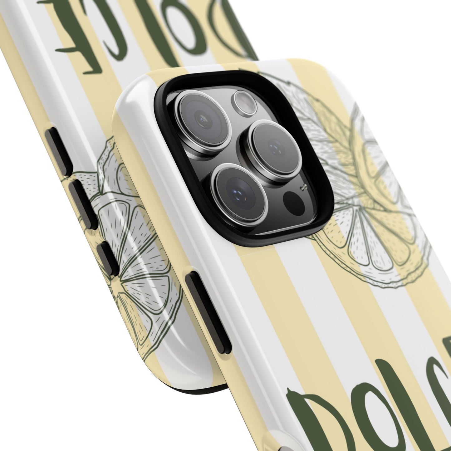 Dolce Vita Lemon Phone Case - Italian Summer Vibes Striped Design