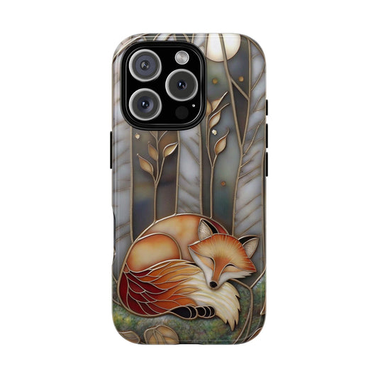 Stained Glass Fox Tough Case, Protective Phone Case for iPhone Samsung Google, Animal Lovers Gift, Forest Fox Phone Cover, Fox Lover Gift