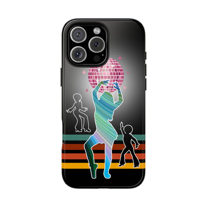 70s Disco Dance Phone Case - Retro Roller Disco Vibes - Rainbow Silhouette Design