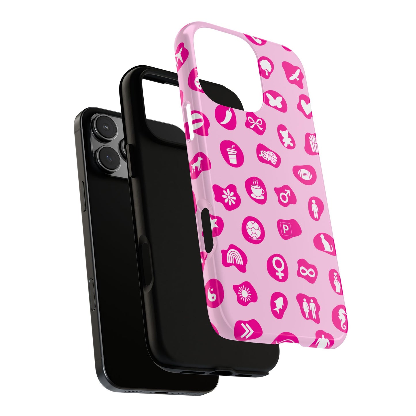Pink Icons Pattern Phone Case - Symbol Doodle Design