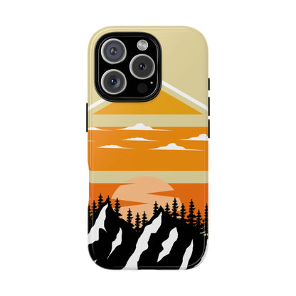 Tough Cases, Retro Mountain Sunset Phone Cover, Nature Lover Gift, Outdoor Adventure Decor, Hiking Accessories, Eco-friendly Mobile Case