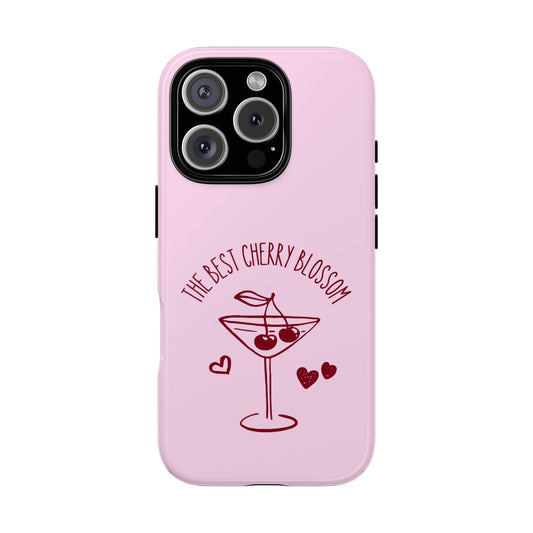 Cherry Blossom Cocktail Phone Case - Pink Cherry Martini Design for Popular Smartphones
